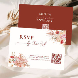 Placa de Casamento RSVP de Código QR Floral Boho
