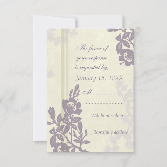 Placa de Casamento RSVP Floral Roxo (Frente)