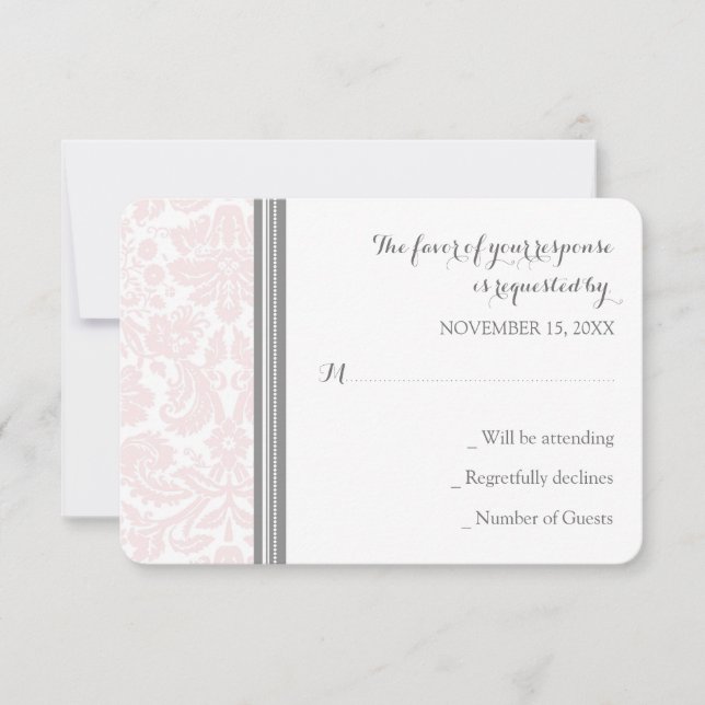 Placa de Casamento RSVP para Cinzas Rosa-Blush (Frente)
