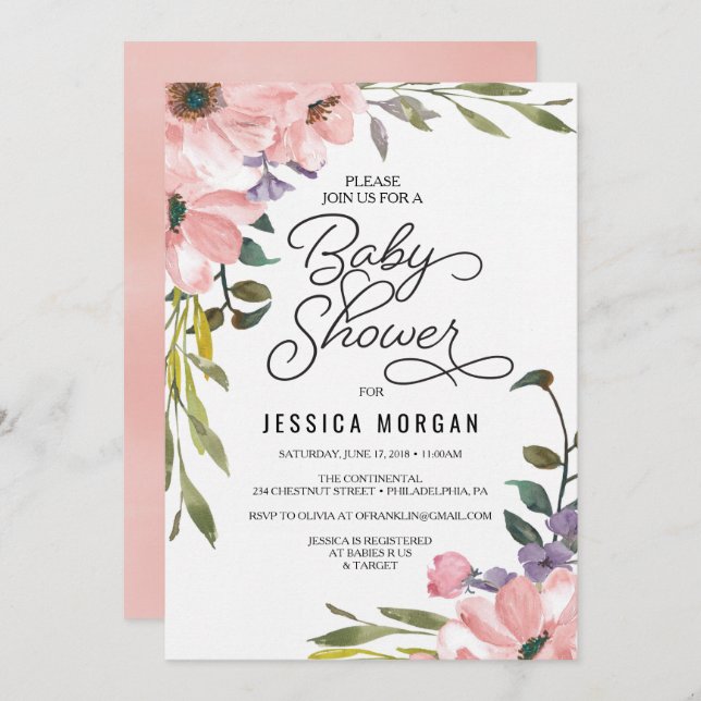 Placa de Chá de fraldas de Convite para Chá de fra (Frente/Verso)