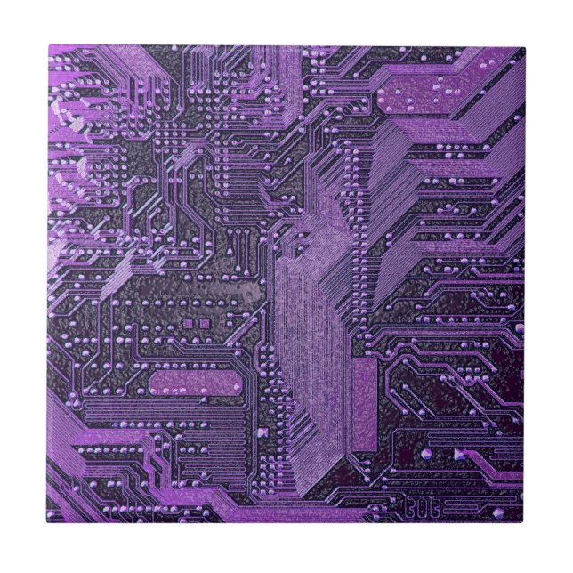 Placa de Circuito Cibernético Roxo Arte de Tecnolo (Frente)