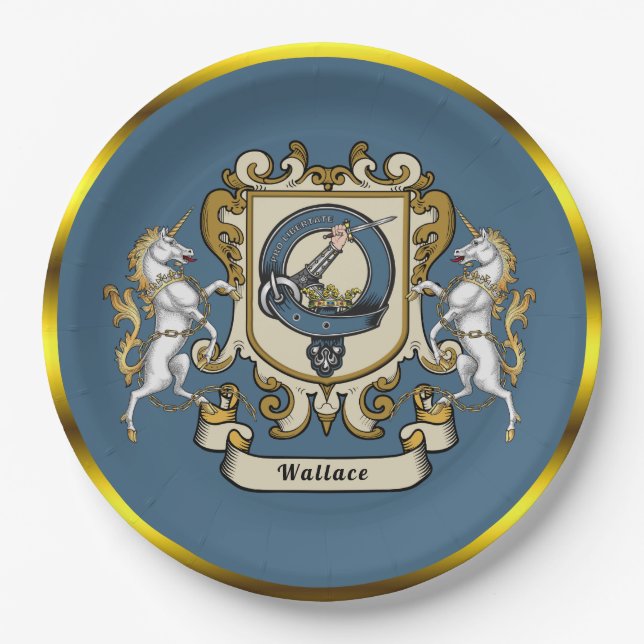 Placa de Clan Wallace Azul Personalizada  Prato de (Frente)