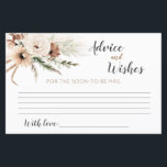 Placa de conselho do Chá de panela Boho<br><div class="desc">Cartão de chá de panela de erva Boho pampas para o seu dia especial</div>