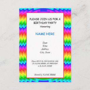 Placa de Convite de aniversário colorida