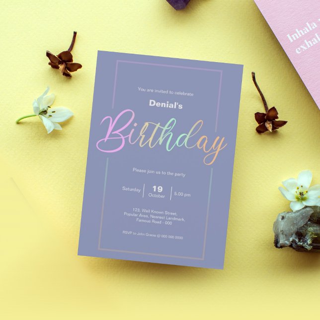 Placa de convite de aniversário | Cor do arco-íris (birthday invitation | birthday invitation card design | birthday party invitation )