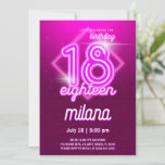 Placa de Convite de aniversário Neon 18th rosa<br><div class="desc">Placa de Convite de aniversário Neon 18th rosa é uma parte da coleção de Festas de aniversário Neon. Este produto apresenta sinais de neon,  fundo rosa. Feito principalmente em cores rosa e branca com fontes decorativas. Explore mais produtos correspondentes em nossa loja.</div>