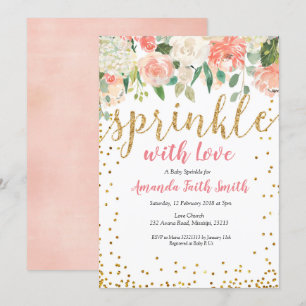 Placa de Convite de Bebê Sprinkle Floral