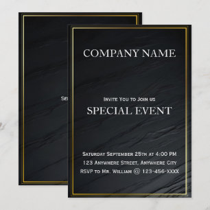 Placa de Convite de festas corporativo preta para