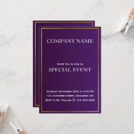 Placa de Convite de festas empresarial roxa