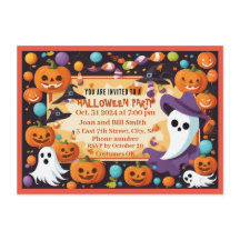 Placa de Convite de festas Feliz Halloween