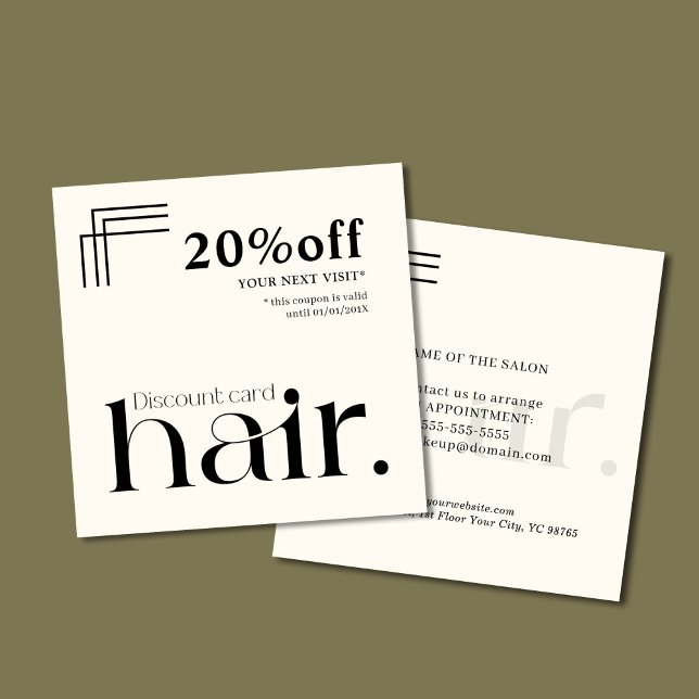 Placa de Desconto de Bela Branca Negra Moderna Ele (Criador carregado)