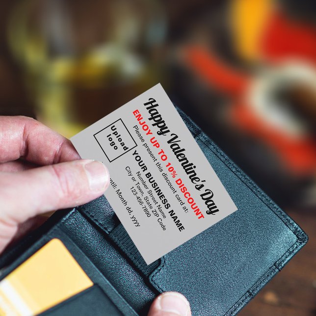 Placa de Desconto de Cinzas de Namorados para Empr (Attract more customers this Valentine's Day. Business Valentine gray discount card.)