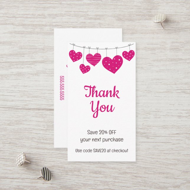 Placa de Desconto do Coração Rosa (Frente/Verso In Situ)