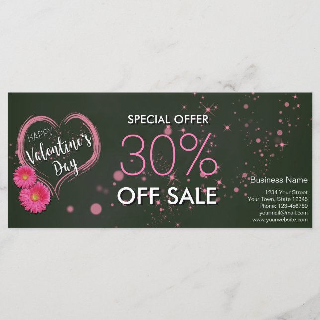 Placa de Desconto do Dia de os namorados das Flore (Frente)