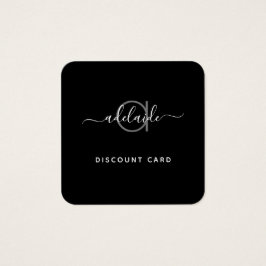 Placa de desconto do monograma branco preto-Elegan