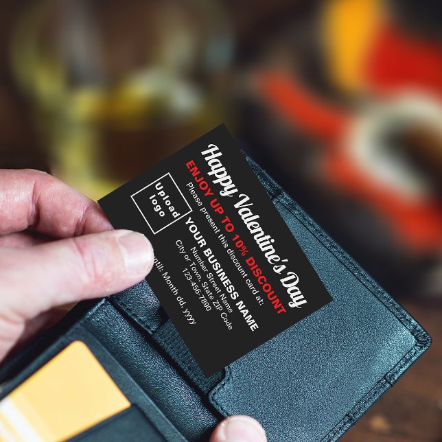 Placa de desconto preta do Namorados comercial (Attract more customers this Valentine's Day. Business Valentine black discount card.)