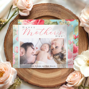 Placa de Dia de as mães Feliz Floral de Foto Moder