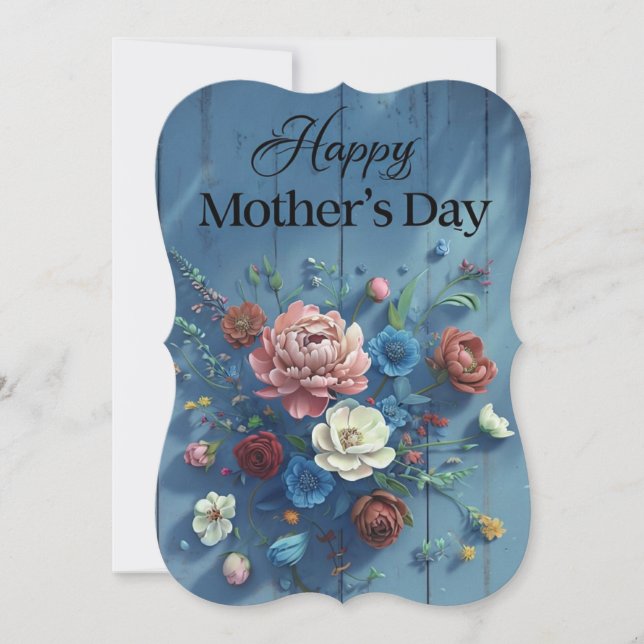 Placa de Dia de as mães Floral Azul Bohemiana (Frente)