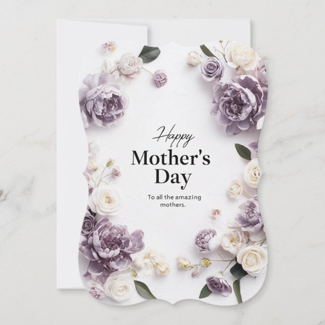 Placa de Dia de as mães Floral Púrpura Elegante (Frente)