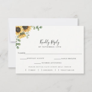 Placa de Escolha de RSVP para Casamento de Girasso