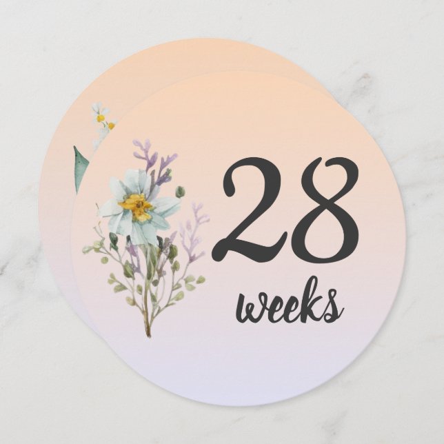 Placa de Etapa de Gravidez Pastel Floral 28-29 Sem (Frente/Verso)