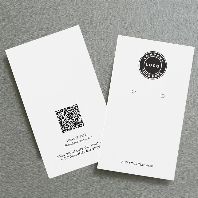 Placa de exibição com o logotipo de empresa e códi (Your Business Logo with QR Code Earrings Display Card)
