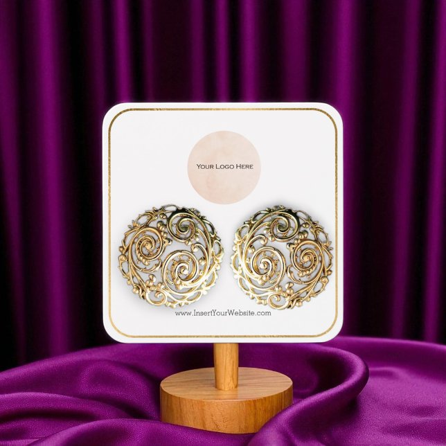 Placa de exibição de borda Dourada fina com o logo (Criador carregado)