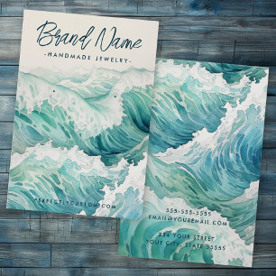 Placa de exibição de brinco azul de ondas aquática
