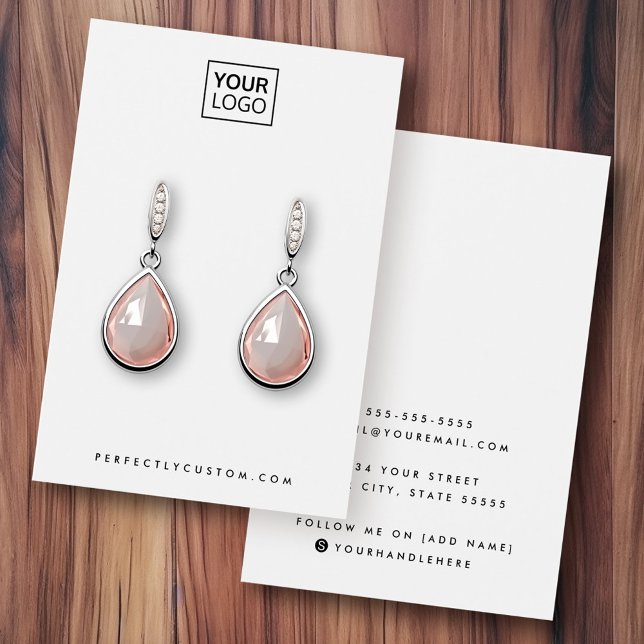 Placa de exibição de brinco com logotipo simples o (Plain white or any color logo earring display card)