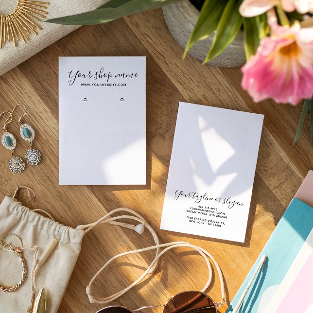 Placa de exibição de brinco preto e branco moderno (Modern simple black and white earring display card)