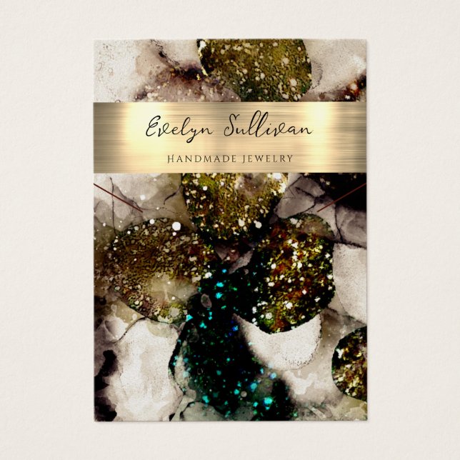 Placa de exibição de colar de aquarela verde (Frente)