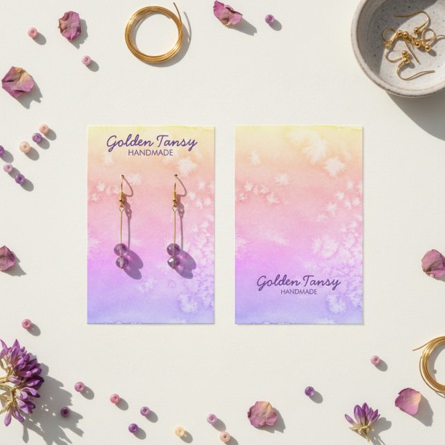 Placa de Exibição de Colar de Colar de Água (Watercolor Soft Sunset Earring Necklace Jewelry Display Card
)