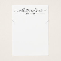 Placa de Exibição de Colar de Script Branco Preto