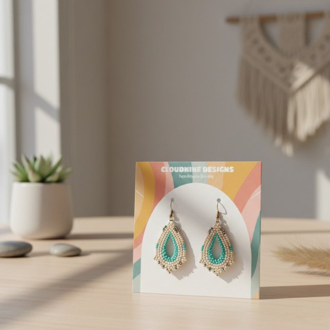 Placa de Exibição de Colheita do Arco Arco Arco Ar (Rainbow Arch Earring Necklace Jewelry Square Display Card
)