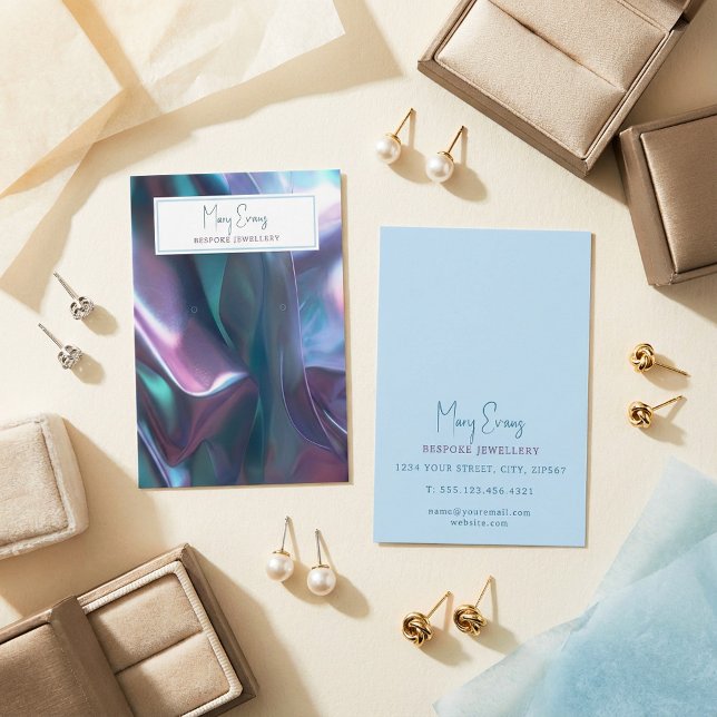 Placa de exibição de efeito de tecido holográfico (Holographic fabric effect earring display card.)