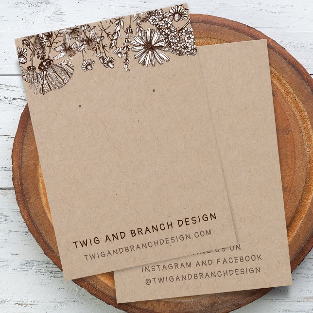 Placa de Exibição de Flores Selvagens Whimsical (Wildflowers Earring Bracelet Display Card)