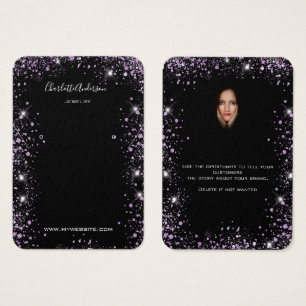 Placa de exibição de fotos com brincos roxos bri