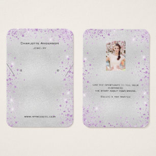 Placa de exibição de fotos com brincos violeta pra