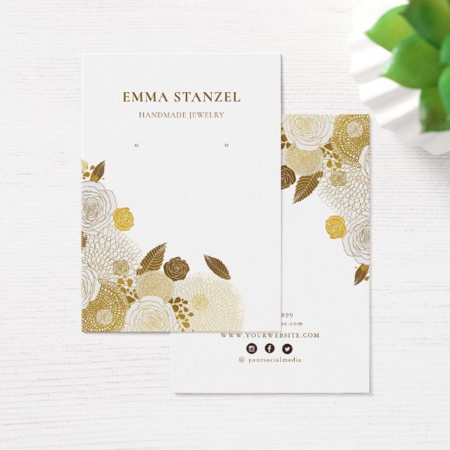 Placa de exibição de gravação ・ Floral Dourado esb (Mesa)