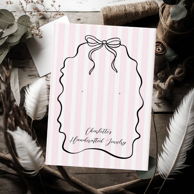 Placa de Exibição de Joia com Alça Pinstripe Rosa (Criador carregado)