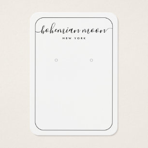 Placa de exibição de joias de script preto e branc