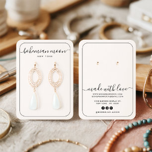 Placa de exibição de joias de script preto e branc