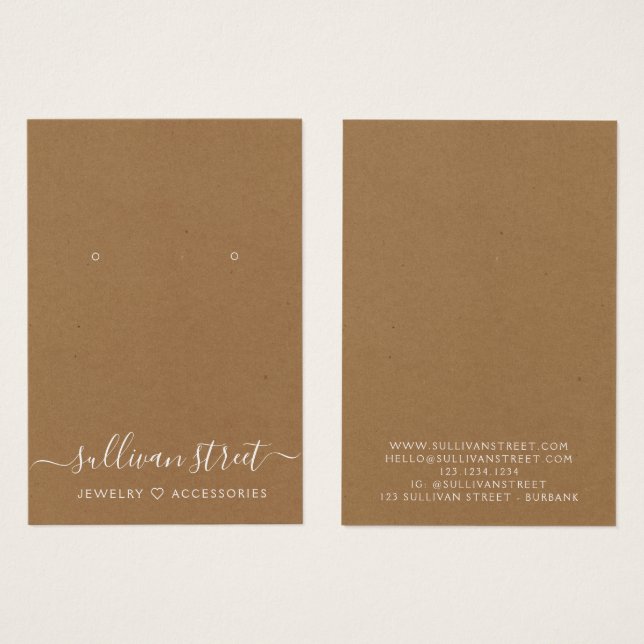 Placa de Exibição de Joias Kraft Earrings (Frente & Verso)