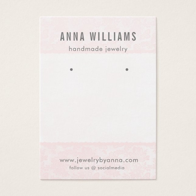 Placa de Exibição de Joias ・ Lace Floral Rosa (Frente)