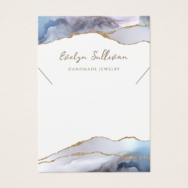 Placa de exibição do colar azul agate da cinza (Frente)