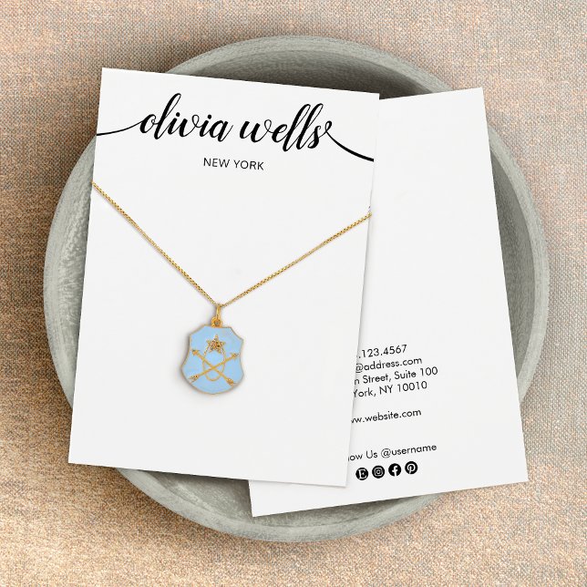 Placa de Exibição do Colar Branco Preto de Script  (Criador carregado)