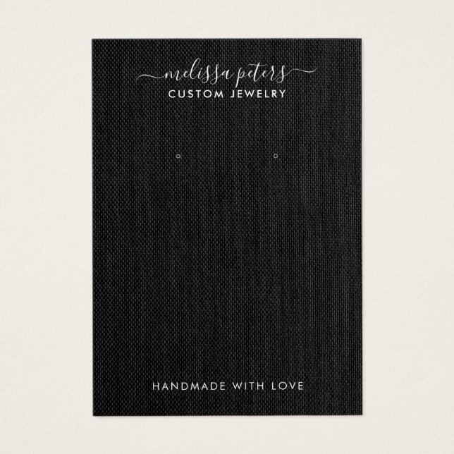 Placa de exibição Elegante Black Linen Jewelry Ele (Frente)