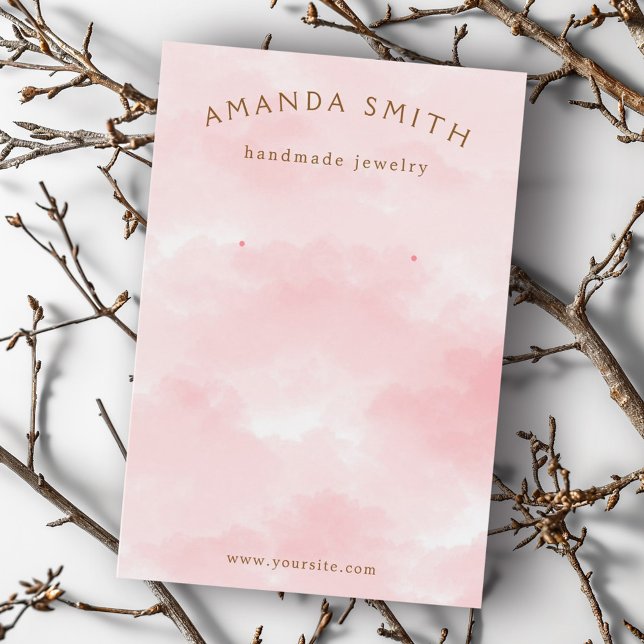 Placa de exibição elegante de brinco com aquarela  (Pink watercolor elegant earring display card)