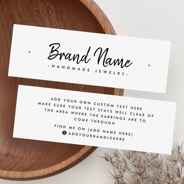 Placa de exibição mínima do brinco de stud do scri (Modern script minimal stud earring display card)