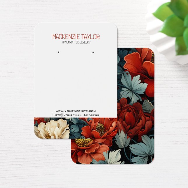 Placa de Exibição Personalizada do Red Floral (Mesa)